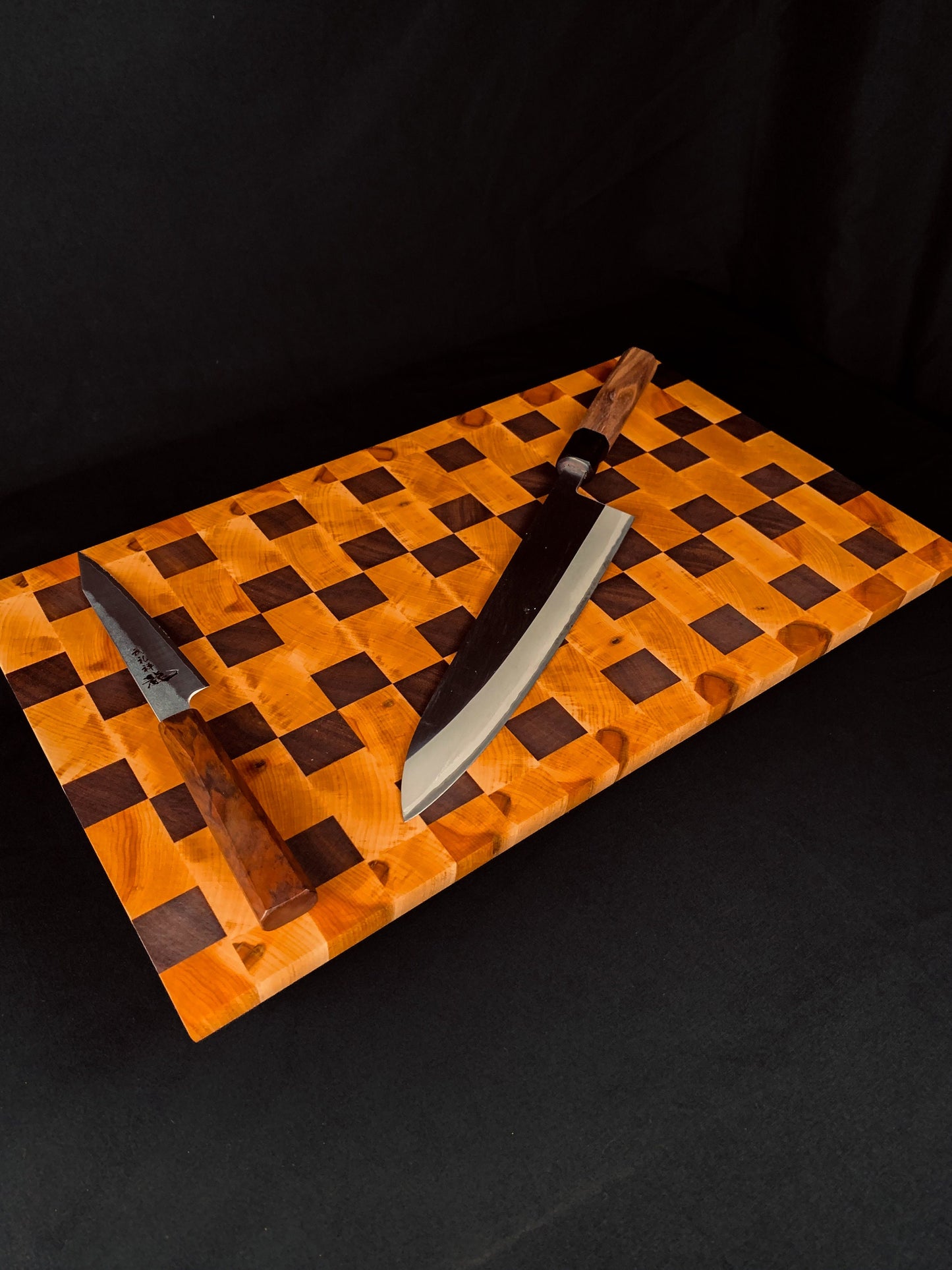 Luxury End Grain Maple and Walnut Cutting Board | Elegant End Grain Wood Butcher Block | Craftsman Wooden Chopping Block
