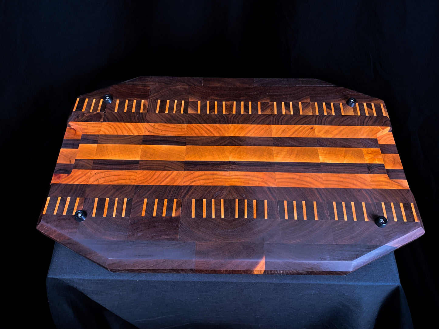 Luxury End Grain Cherry and Walnut Octagon Cutting Board | Elegant End Grain Wood Butcher Block | Craftsman Wooden Chopping Block