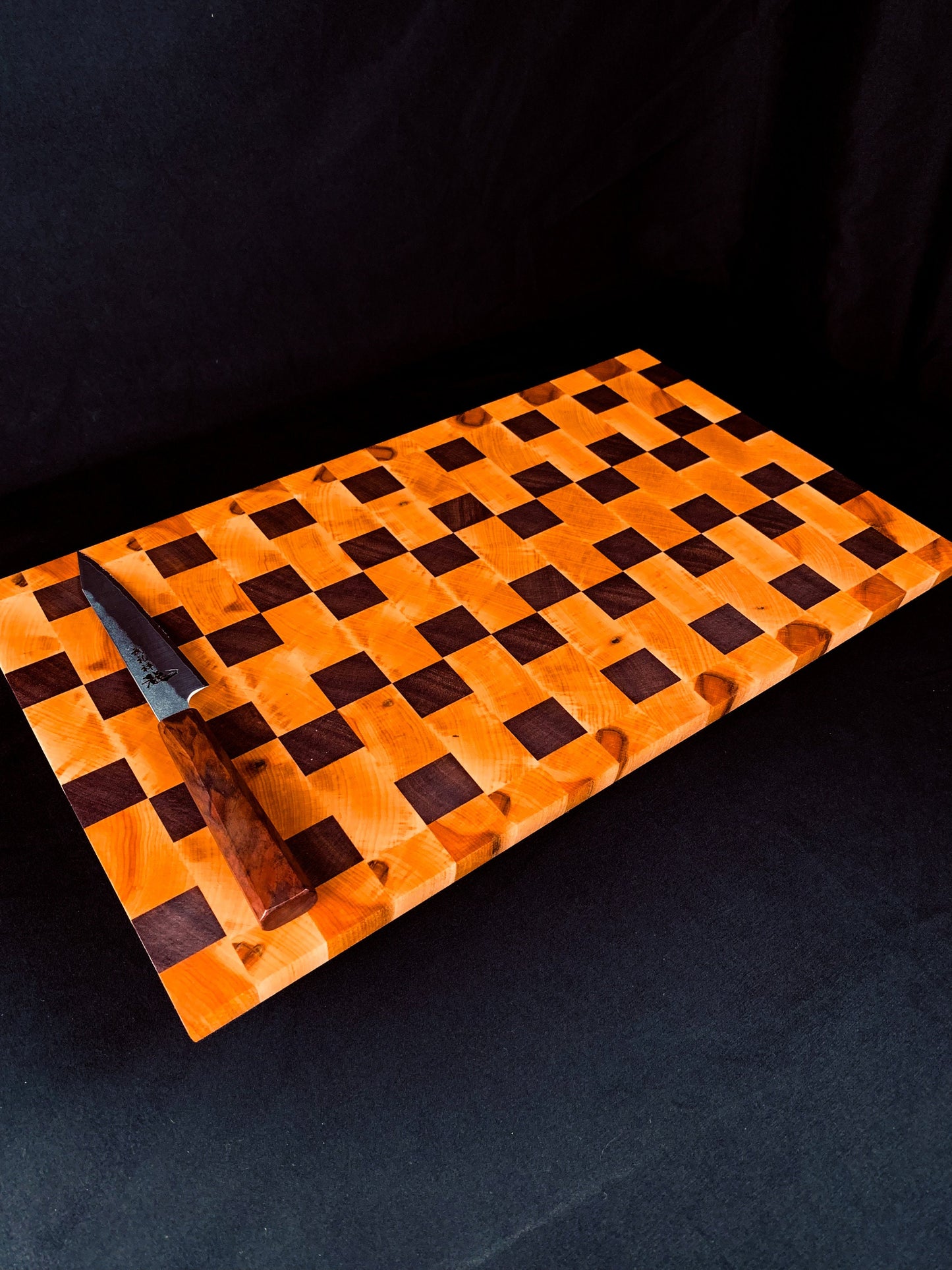 Luxury End Grain Maple and Walnut Cutting Board | Elegant End Grain Wood Butcher Block | Craftsman Wooden Chopping Block