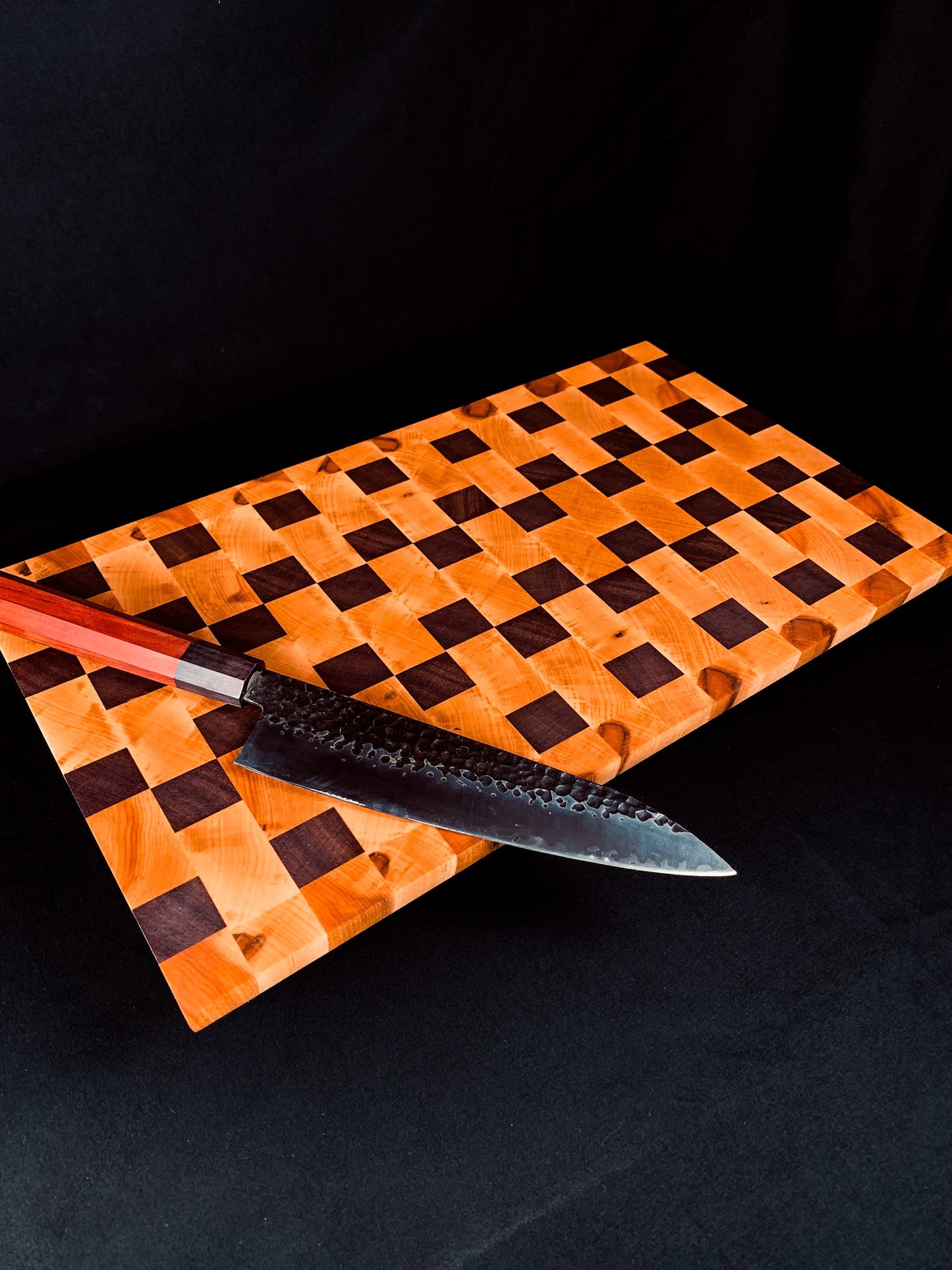 Luxury End Grain Maple and Walnut Cutting Board | Elegant End Grain Wood Butcher Block | Craftsman Wooden Chopping Block