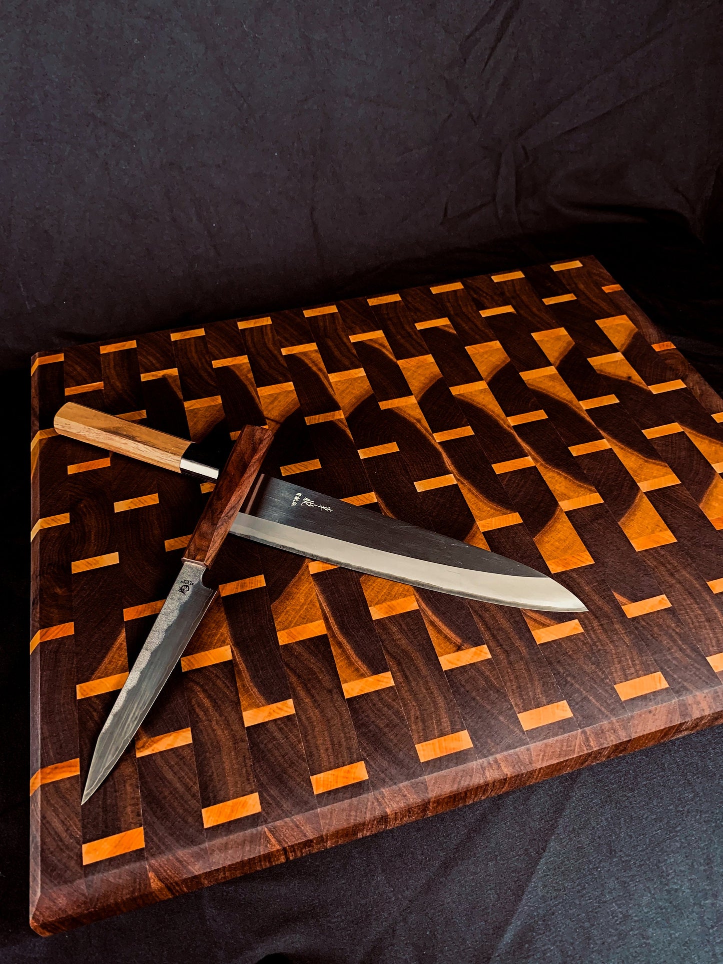 Luxury End Grain Walnut and Cherry Cutting Board | Elegant End Grain Wood Butcher Block | Craftsman Wooden Chopping Block