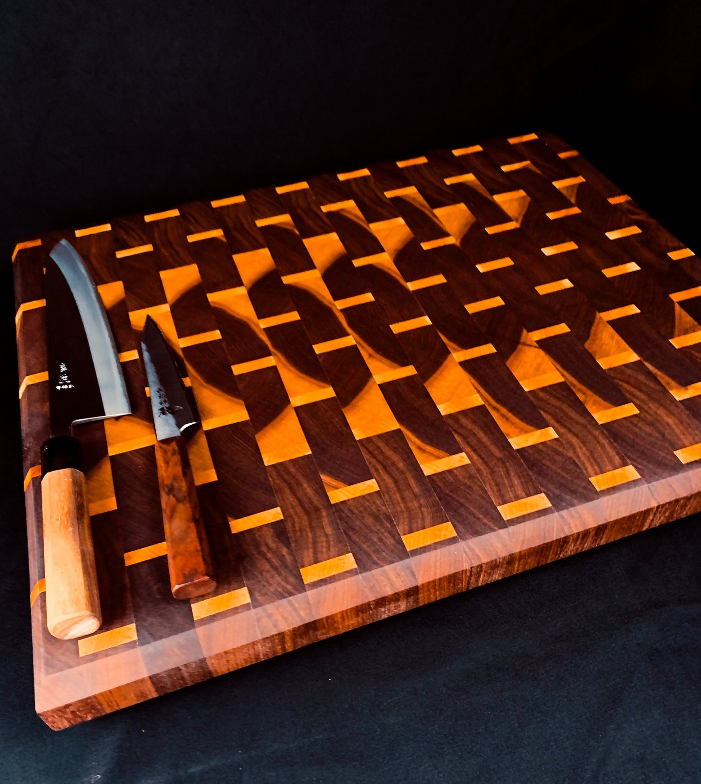 Luxury End Grain Walnut and Cherry Cutting Board | Elegant End Grain Wood Butcher Block | Craftsman Wooden Chopping Block