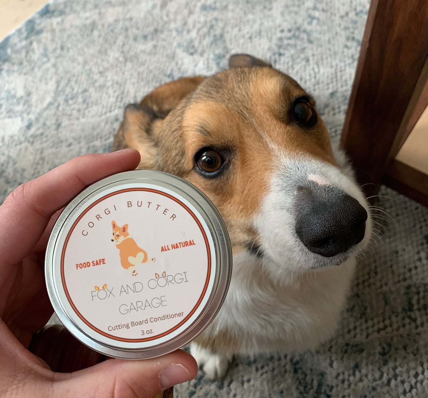 Corgi Butter Cutting Board Conditioner | Cutting Board Wax | Charcuterie Board Mineral Oil and Beeswax | 3oz. | Food Safe | All Natural |