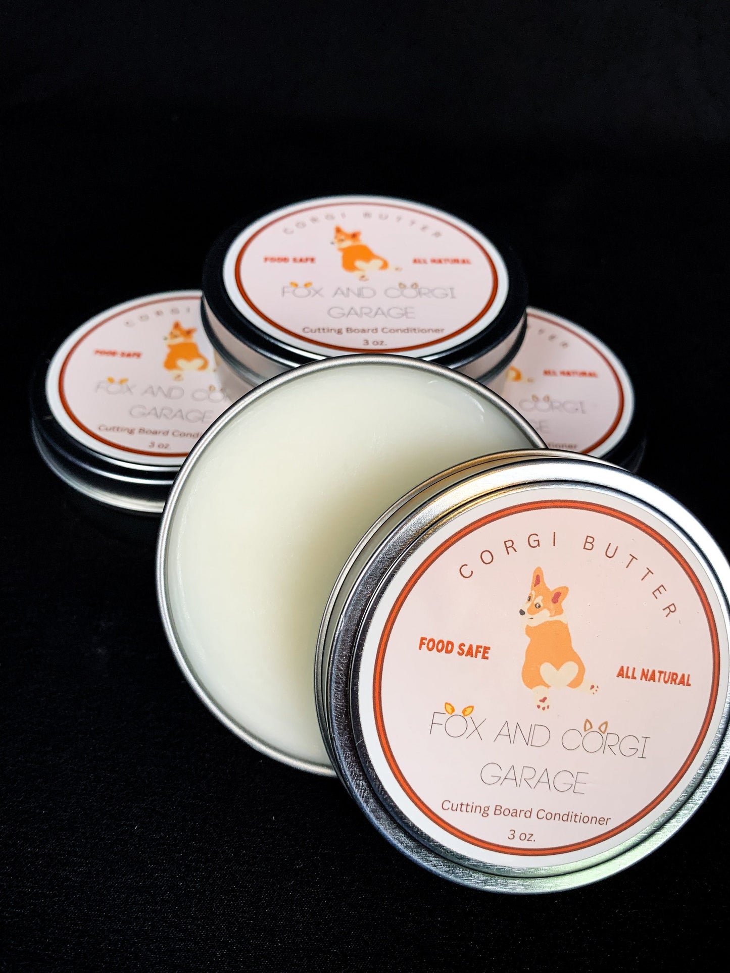 Corgi Butter Cutting Board Conditioner | Cutting Board Wax | Charcuterie Board Mineral Oil and Beeswax | 3oz. | Food Safe | All Natural |
