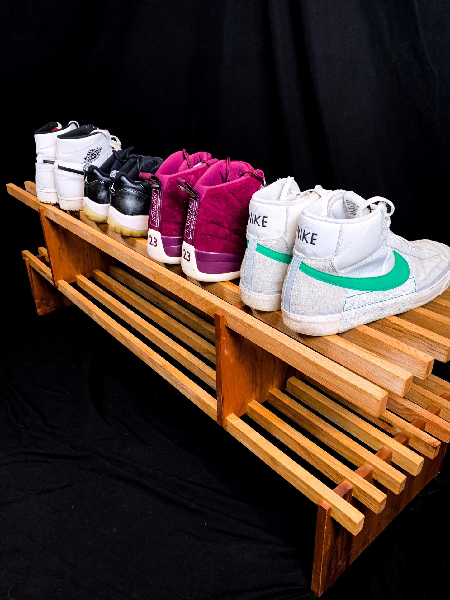 Maple Wood Shoe Rack | Handcrafted Wooden Shoe Storage | Wooden Footwear Organizer| Shoe Display Rack