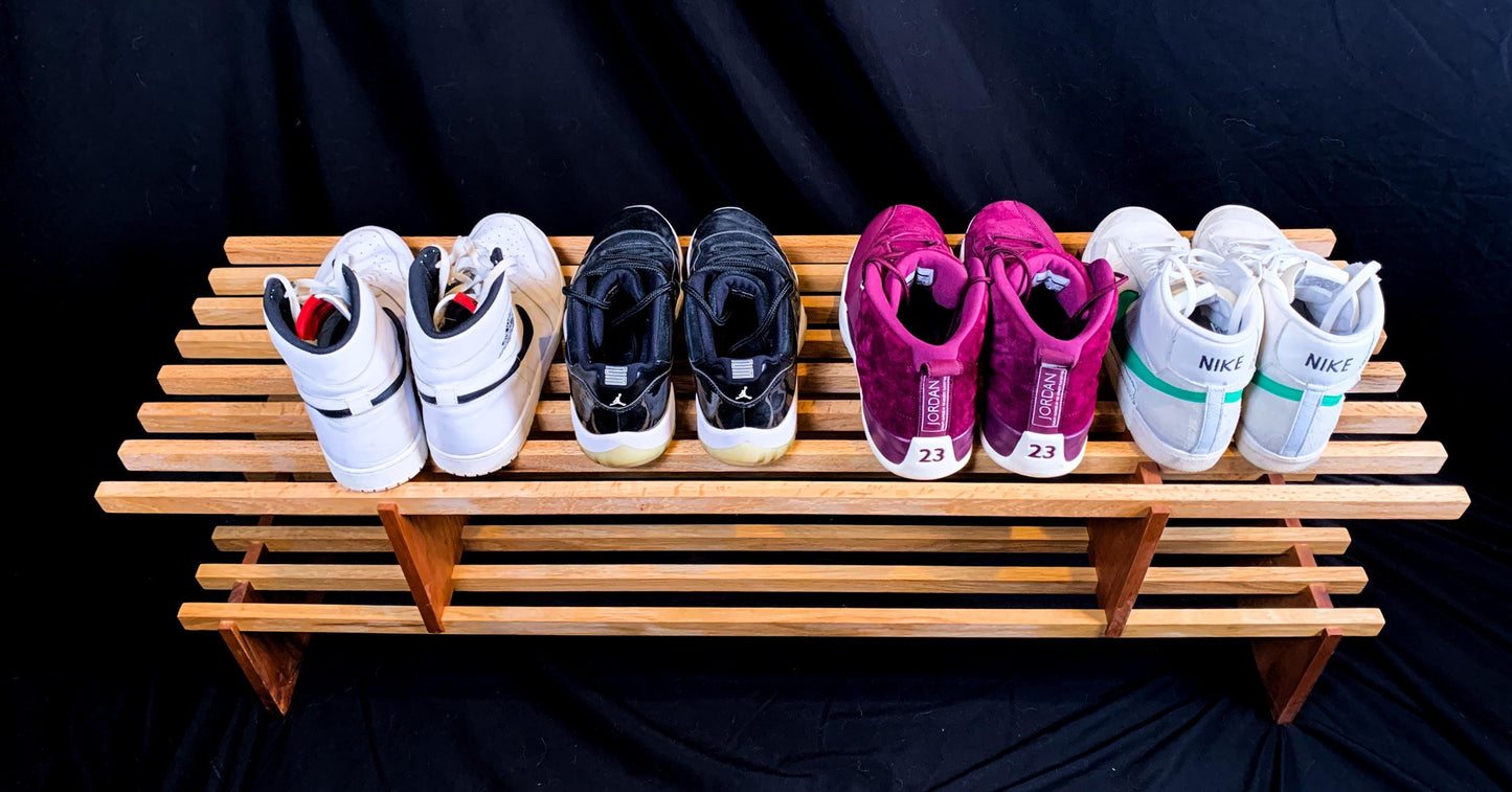 Maple Wood Shoe Rack | Handcrafted Wooden Shoe Storage | Wooden Footwear Organizer| Shoe Display Rack