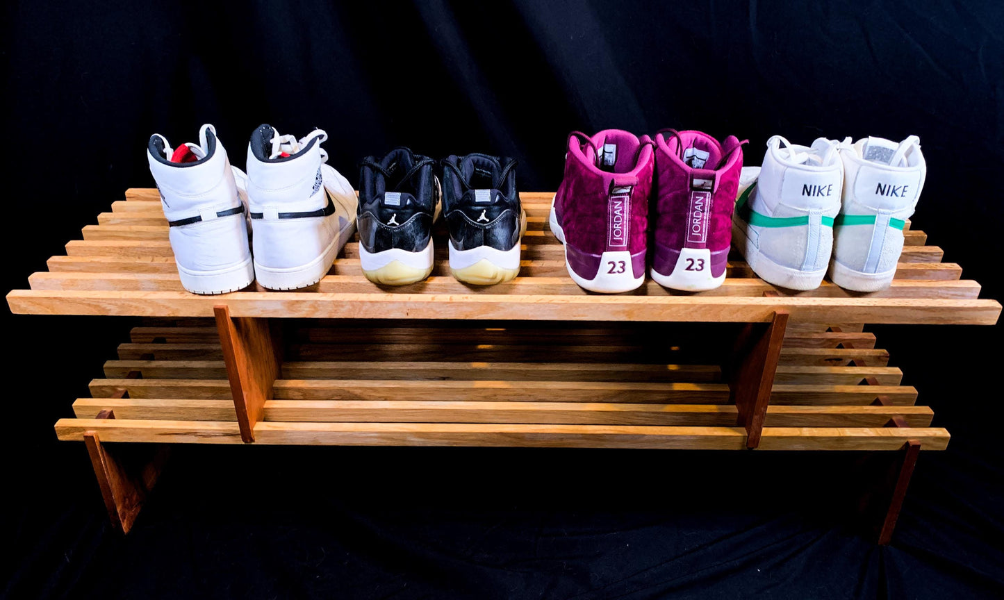 Maple Wood Shoe Rack | Handcrafted Wooden Shoe Storage | Wooden Footwear Organizer| Shoe Display Rack