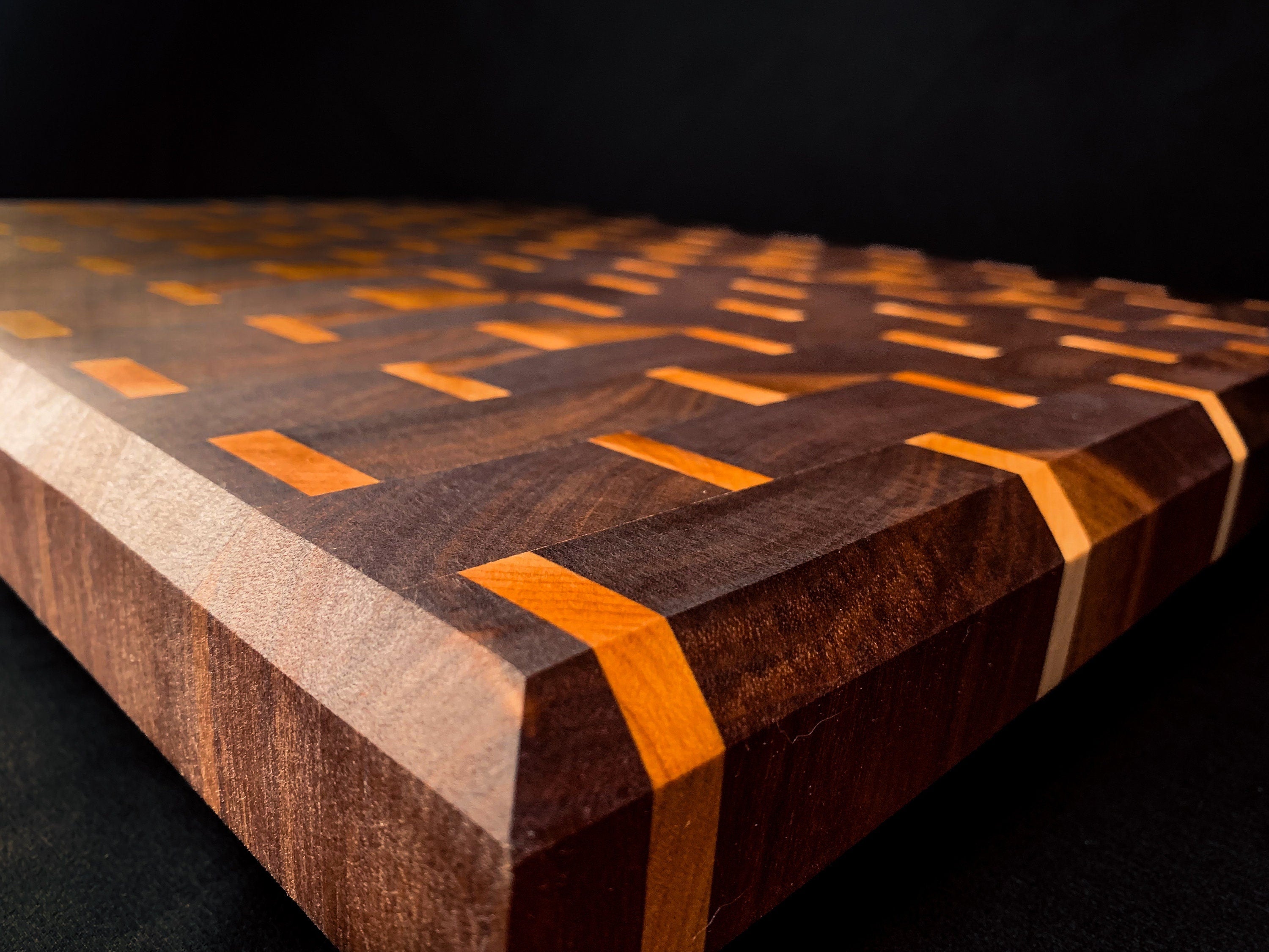 Argyle inlay Cutting board- newest Walnut, ash, & cherry #2